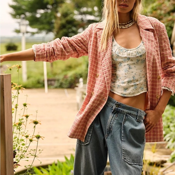 Free People Jackets & Blazers - NWOT Free People Olivia Gingham Blazer